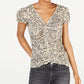 Blusa de malha waffle com frente franzida Ultra Flirt Juniors, bege, tamanho médio
