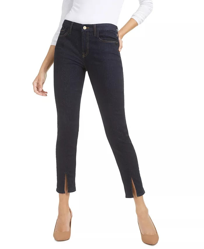 Calça jeans skinny feminina com costura dividida no tornozelo, tamanho 12, azul-marinho, JEN7 by 7 For All Mankind