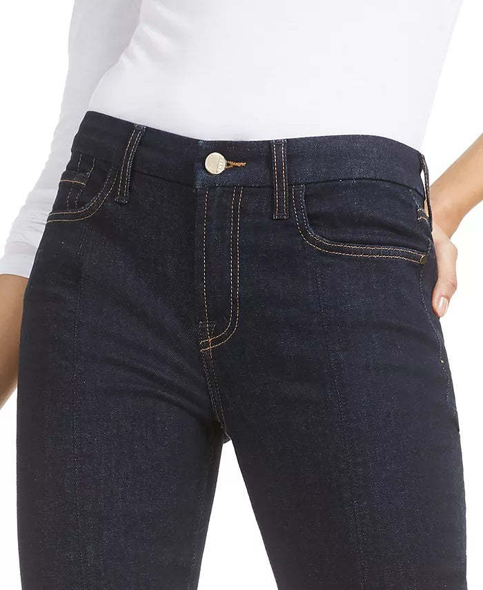 Calça jeans skinny feminina com costura dividida no tornozelo, tamanho 12, azul-marinho, JEN7 by 7 For All Mankind