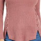 Suéter de malha canelada com cadarço e gola falsa feminino Style &amp; Co, roxo, tamanho X-S