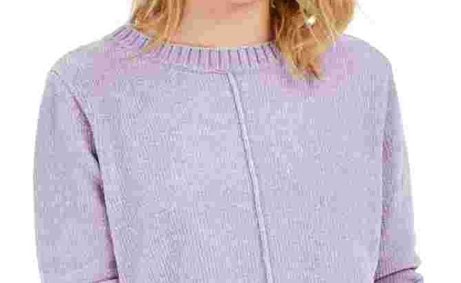 Blusa feminina de manga comprida e gola redonda, estilo &amp; co, roxa, tamanho extragrande