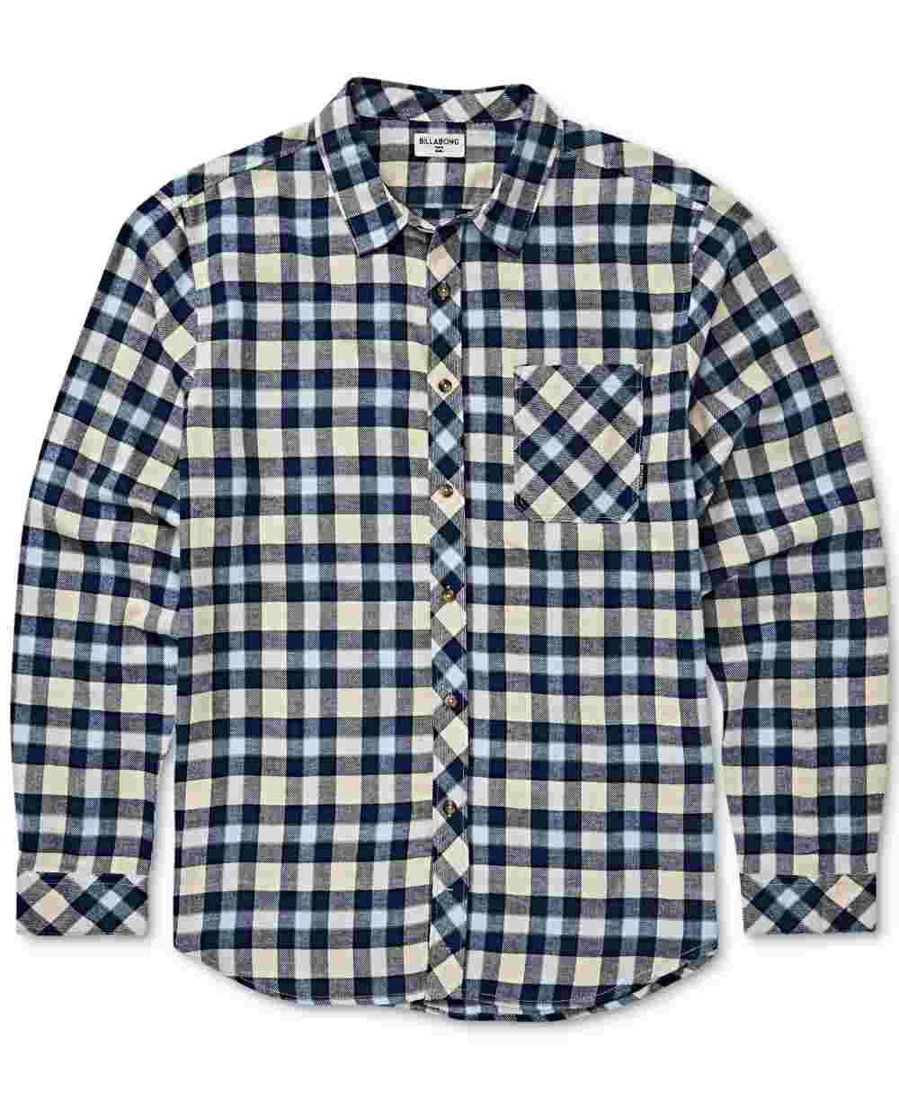 Camisa de flanela xadrez elástica Freemont masculina Billabong, bege, tamanho grande