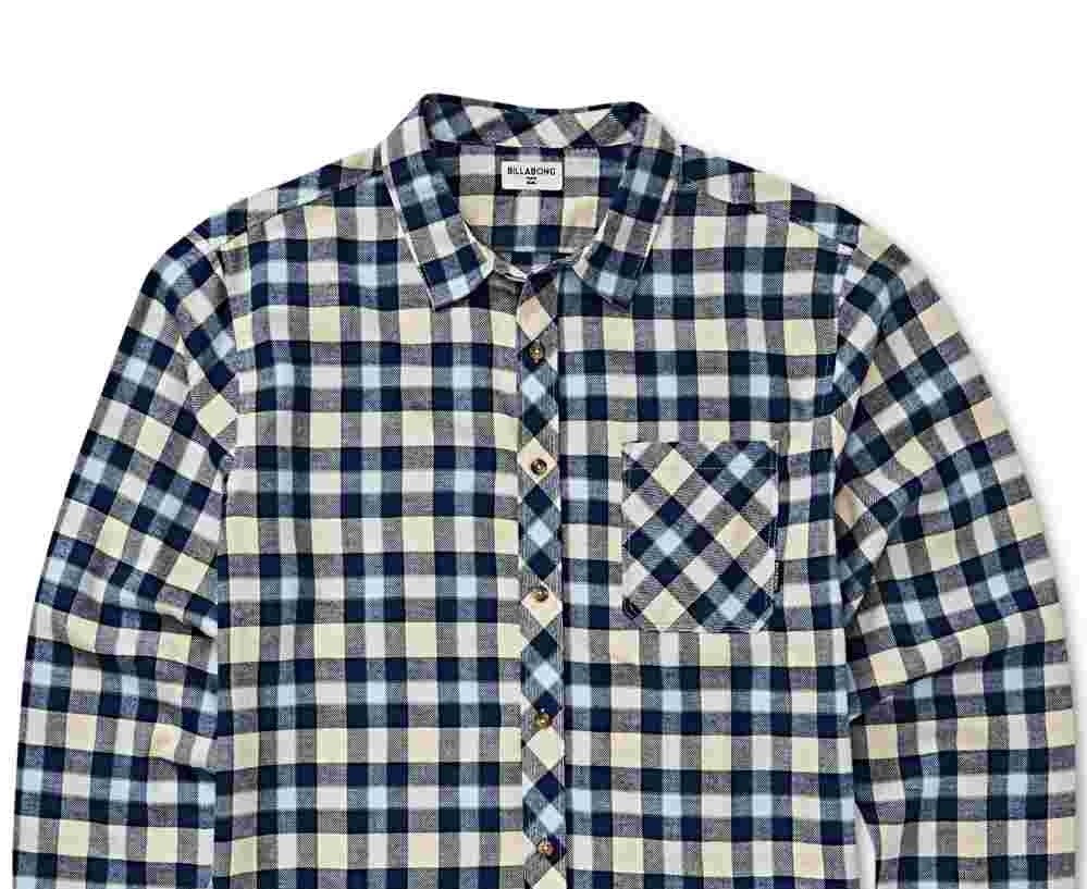 Camisa de flanela xadrez elástica Freemont masculina Billabong, bege, tamanho grande