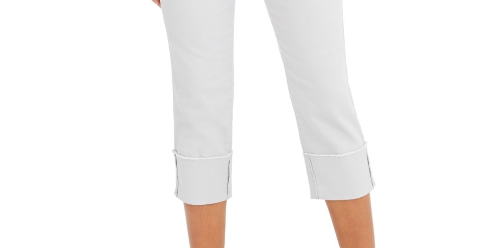 Calça jeans capri feminina estilo &amp; co com punho alto, tamanho 16, prateada