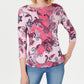 Blusa feminina Charter Club de algodão estampado com manga 3/4, rosa, tamanho pequeno