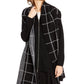 Cachecol xadrez feminino Eileen Fisher de algodão orgânico, preto, tamanho regular