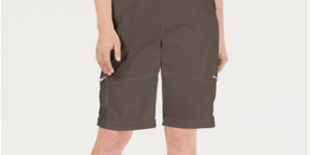 Bermuda feminina estilo &amp; co com cintura confortável, marrom, tamanho pequeno G