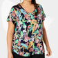 Camiseta Calvin Klein Performance Feminina Plus Size Cotton Island Estampada Cheetah Azul Marinho Vários Tamanhos 1X