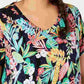 Camiseta Calvin Klein Performance Feminina Plus Size Cotton Island Estampada Cheetah Azul Marinho Vários Tamanhos 1X