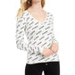 Suéter Guess Feminino com Decote em V e Logotipo Marrom Tamanho XS