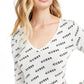 Suéter Guess Feminino com Decote em V e Logotipo Marrom Tamanho XS