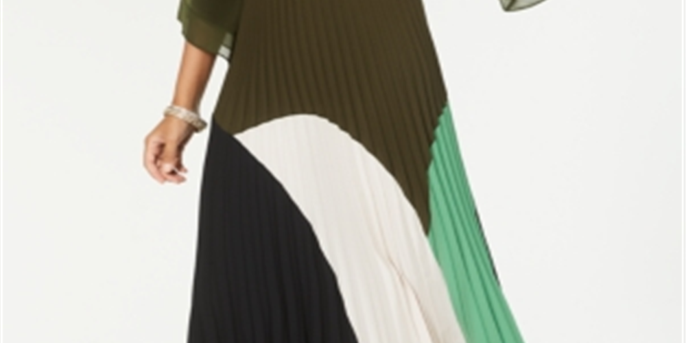 Saia plissada MIDI colorida Alfani feminina, verde, tamanho pequeno P/M