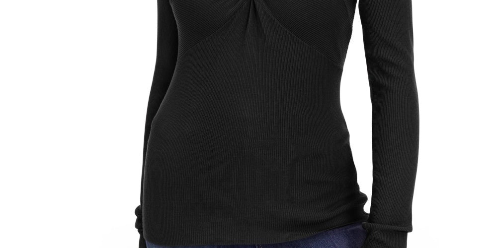 Suéter feminino com frente torcida da INC International Concepts, preto, tamanho pequeno