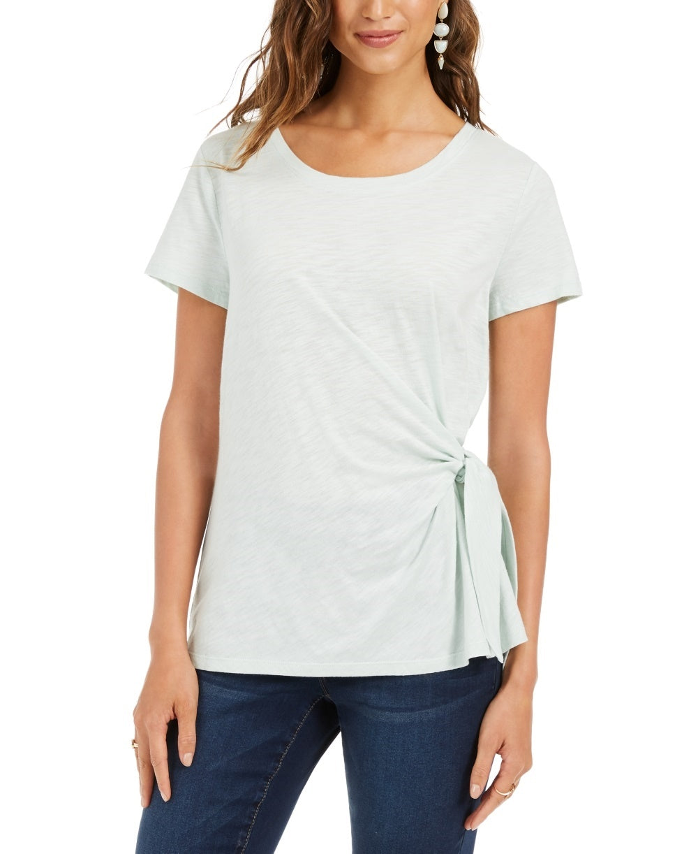 Top feminino com amarração lateral Style &amp; Co, verde, tamanho extragrande