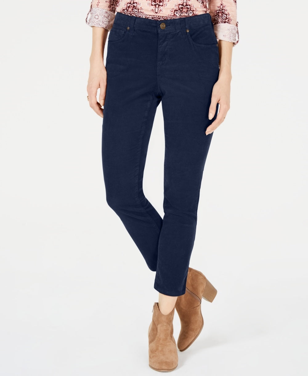 Calça de veludo cotelê com controle de barriga feminino Style &amp; Co, azul-marinho, tamanho 6P