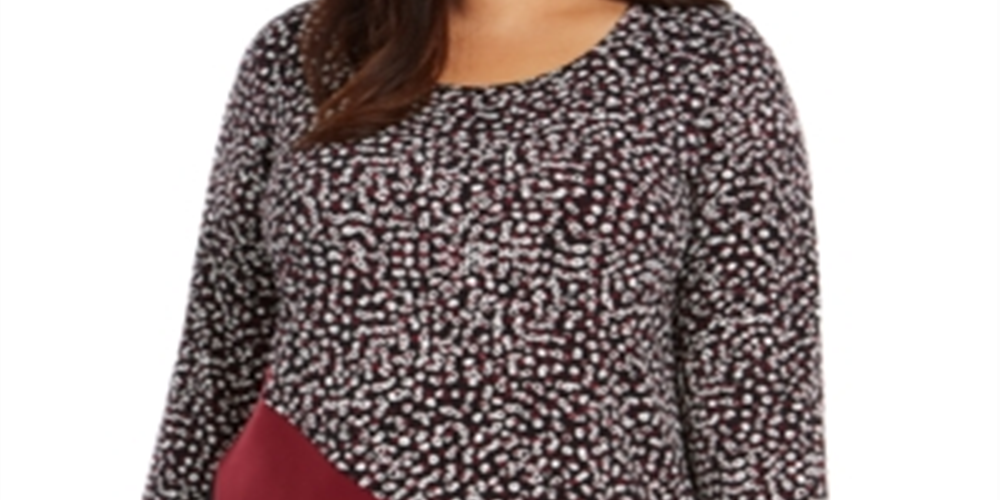 Blusa feminina Alfani estampada e assimétrica de veludo, preta/multicolorida, tamanho 0X