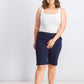 Shorts feminino azul marinho com bolsos Charter Club, tamanho 8