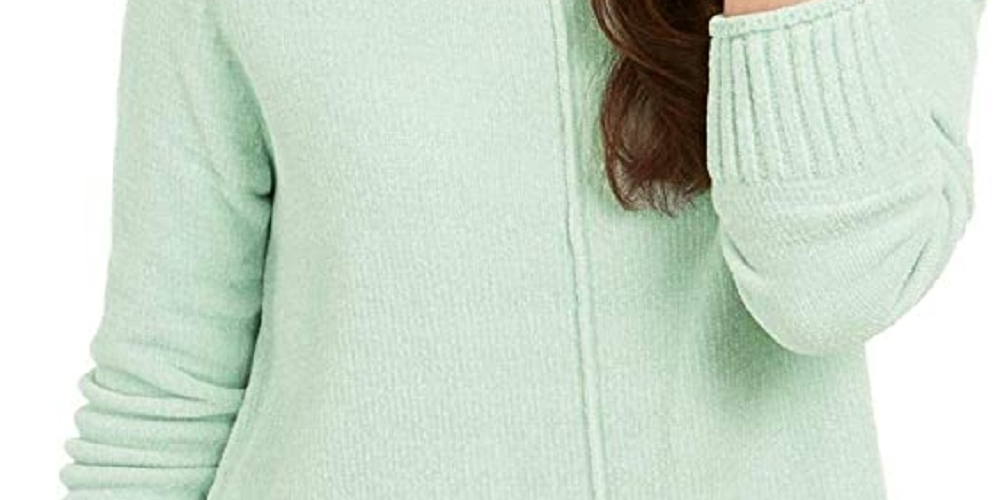 Blusa feminina texturizada mesclada manga comprida gola redonda verde tamanho extragrande