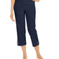 Calça Capri Feminina JM Collection com Acabamento em Ilhós Azul Tamanho P