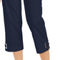 Calça Capri Feminina JM Collection com Acabamento em Ilhós Azul Tamanho P
