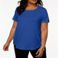 Blusa feminina plus size manga curta azul tamanho 0X da coleção JM