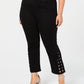Calça jeans feminina Seven7 plus size com cadarço e corte bootcut, preta, tamanho 22W