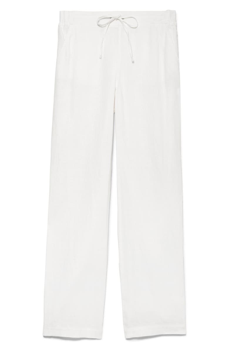 Calça feminina Vince Camuto de linho com cordão e pernas largas, ultra branca, tamanho GG