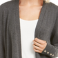 Cardigan feminino Charter Club com frente aberta, cinza, tamanho grande