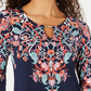 Túnica estampada de conto de fadas pequena JM Collection feminina azul pequena pequena