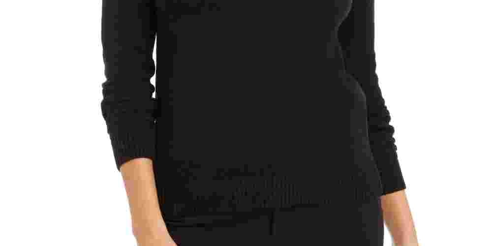 Suéter feminino Charter Club Petite Lurex em malha cinza Petite Small