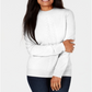 Karen Scott Suéter feminino de tricô com gola redonda, branco, tamanho pequeno P/M