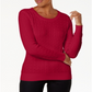 Karen Scott Suéter Feminino de Tricô de Algodão com Cabo Vermelho Tamanho Pequeno P