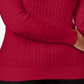 Karen Scott Suéter Feminino de Tricô de Algodão com Cabo Vermelho Tamanho Pequeno P