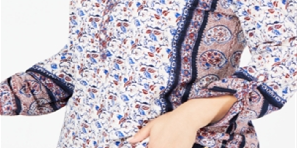 Blusa Plus Size Estampada Feminina Style &amp; Co Azul Multi Tamanho 0X