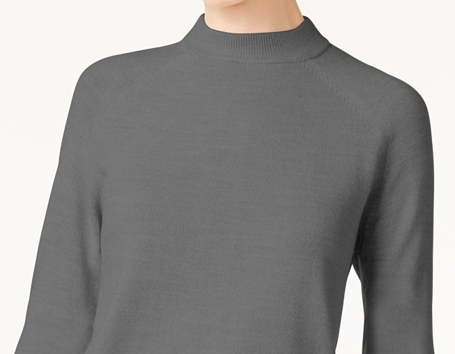 Karen Scott Suéter Feminino com Zíper nas Costas e Gola Simulada Cinza Tamanho XS