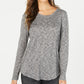 Blusa feminina de manga comprida e decote redondo, preta, tamanho grande, estilo &amp; co