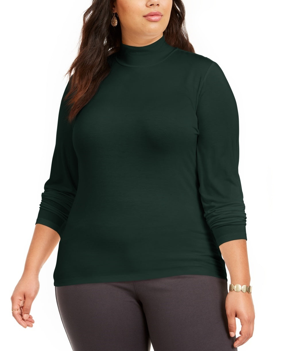 Blusa feminina lisa com gola falsa, estilo &amp; co, verde, tamanho 1X