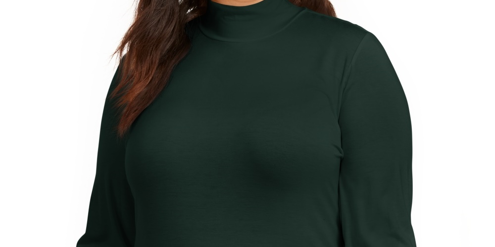 Blusa feminina lisa com gola falsa, estilo &amp; co, verde, tamanho 1X