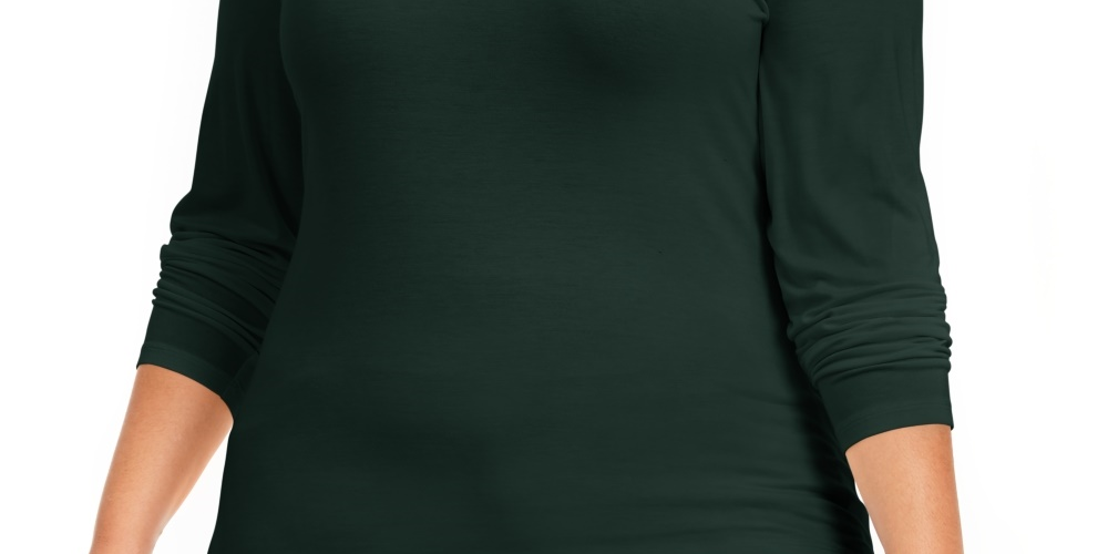 Blusa feminina lisa com gola falsa, estilo &amp; co, verde, tamanho 1X