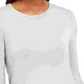 Suéter feminino JM Collection com punho de botão e gola redonda, tamanho médio, branco