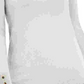 Suéter feminino JM Collection com punho de botão e gola redonda, tamanho médio, branco