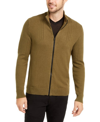 Cardigan Samuel com zíper frontal masculino da INC International Concepts, verde, tamanho pequeno