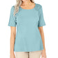 Blusa de crochê de algodão feminina Karen Scott, azul, tamanho extrapequeno