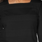 Karen Scott Blusa feminina de renda com decote quadrado e manga 3/4, preta, tamanho pequeno P/M