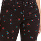 Calça jeans skinny feminina com estampa floral Charter Club, preta, tamanho 4