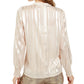 Blusa feminina Alfani com decote falso e punho franzido, bege, tamanho pequeno grande
