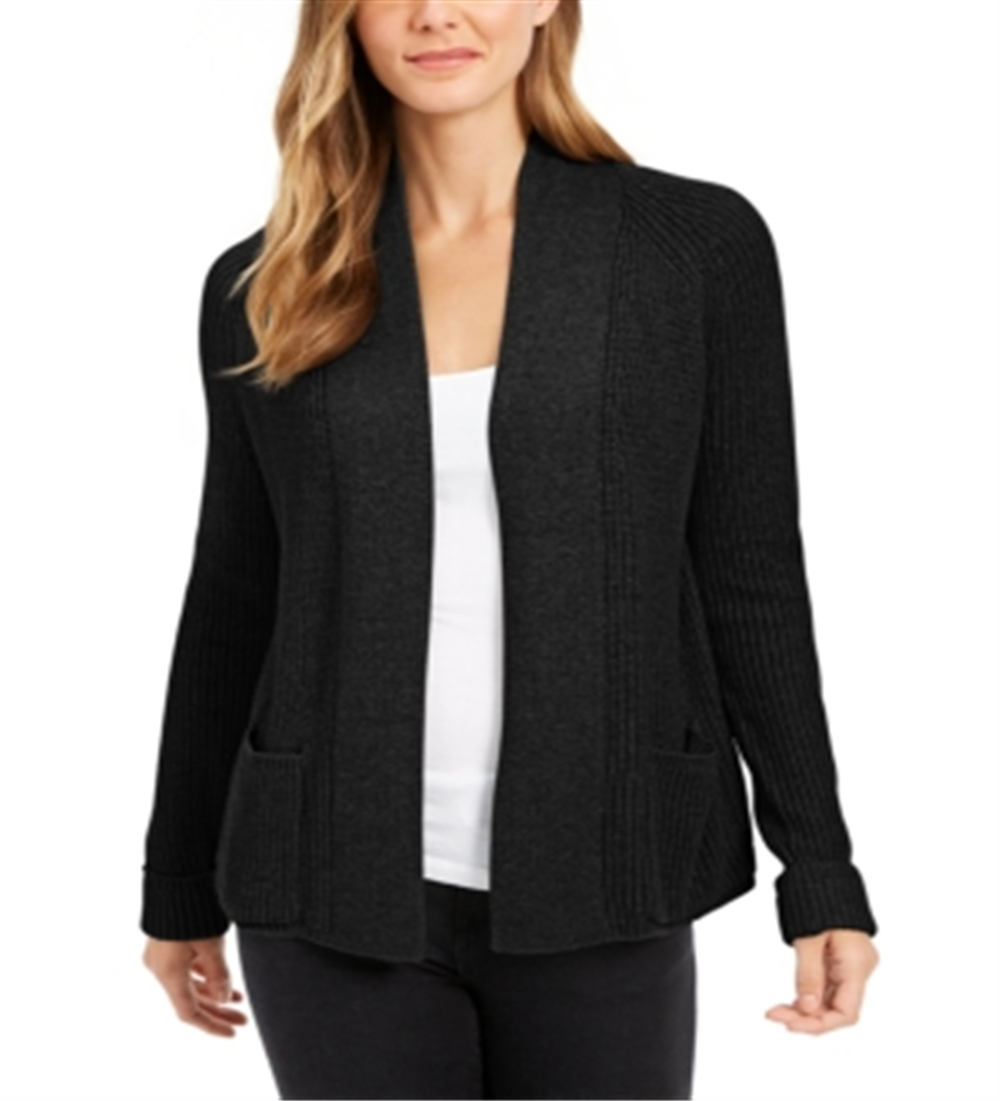 Cardigan curto de algodão feminino Charter Club, preto, tamanho pequeno P