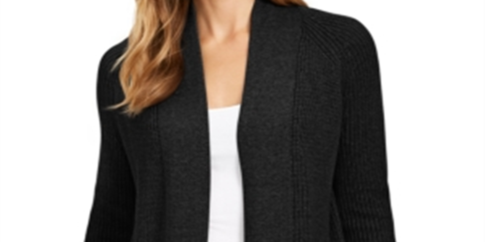 Cardigan curto de algodão feminino Charter Club, preto, tamanho pequeno P