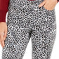 Calça jeans feminina Lexington com estampa animal, perna reta, branca, tamanho 16