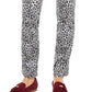Calça jeans feminina Lexington com estampa animal, perna reta, branca, tamanho 16